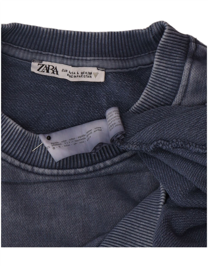 Zara Womens Sweatshirt Oversize Jumper UK 16 Large Bleu Marine Coton