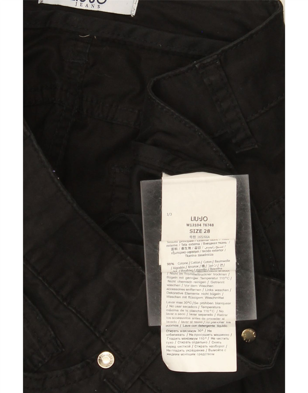 LIU JO Pantalon décontracté slim pour femme W28 L29 Noir Coton