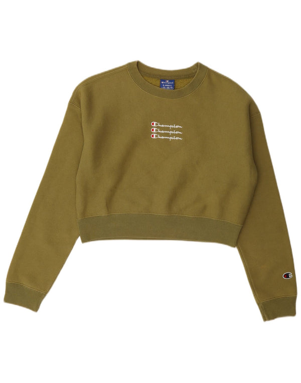 Champion Sweat-shirt oversize Crop Graphic pour femme UK 6 XS Kaki