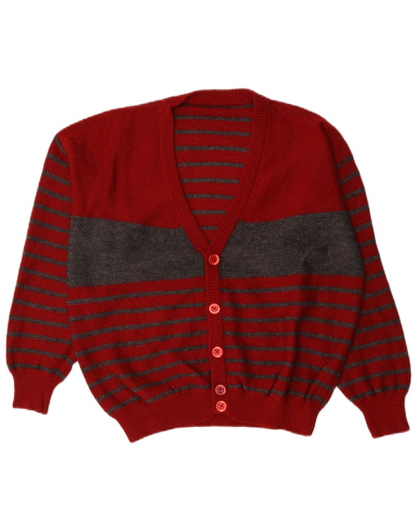 vintage Mens Cardigan Pull Grand Colorblock Rouge
