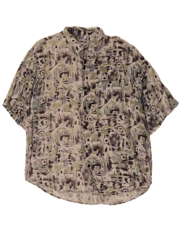 Chemise à manches courtes Vintage pour hommes, motif abstrait, rayonne multicolore XL