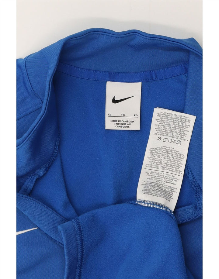 NIKE Haut de survêtement à col zippé pour femme UK 18 XL Bleu Polyester