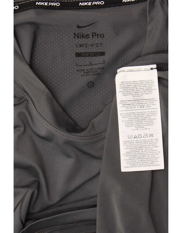 Nike Mens Dri Fit Slim Fit Graphic T-Shirt Top Large Gris Polyester
