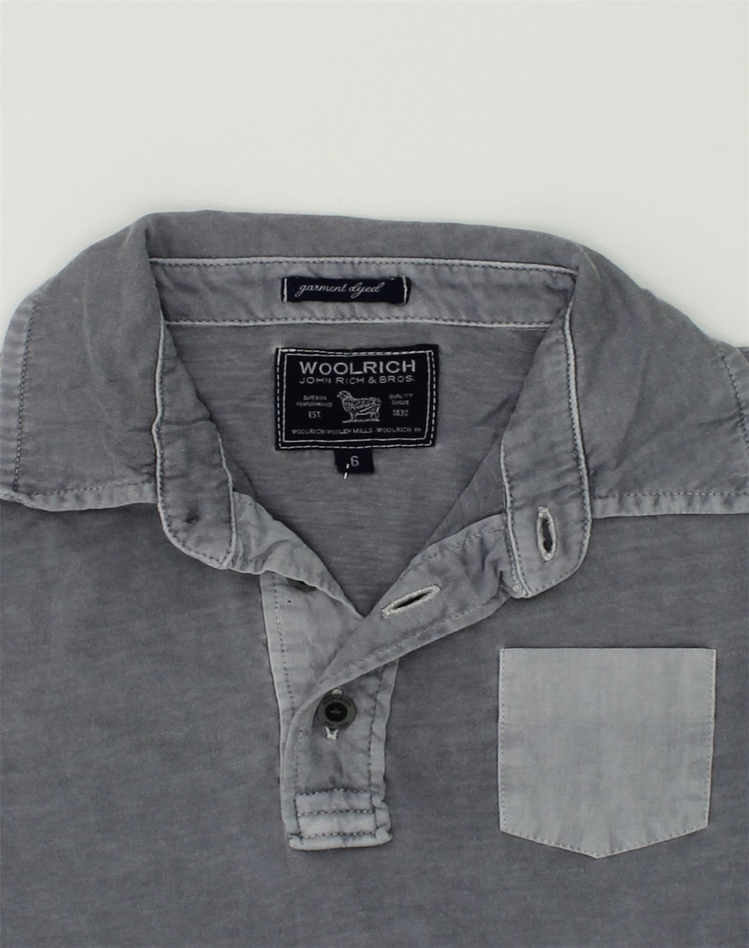 WOOLRICH Boys Polo Shirt 5-6 Years Grey Cotton | Vintage Woolrich | Thrift | Second-Hand Woolrich | Used Clothing | Messina Hembry 