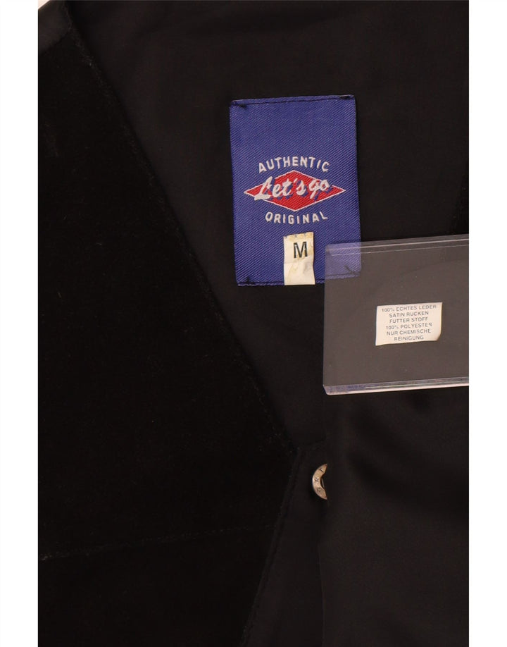 Authentique Gilet En Daim Pour Homme Cuir Noir Moyen