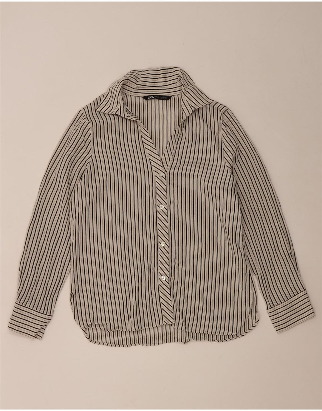 Chemise Femme Zara UK 14 Gris Moyen Rayé