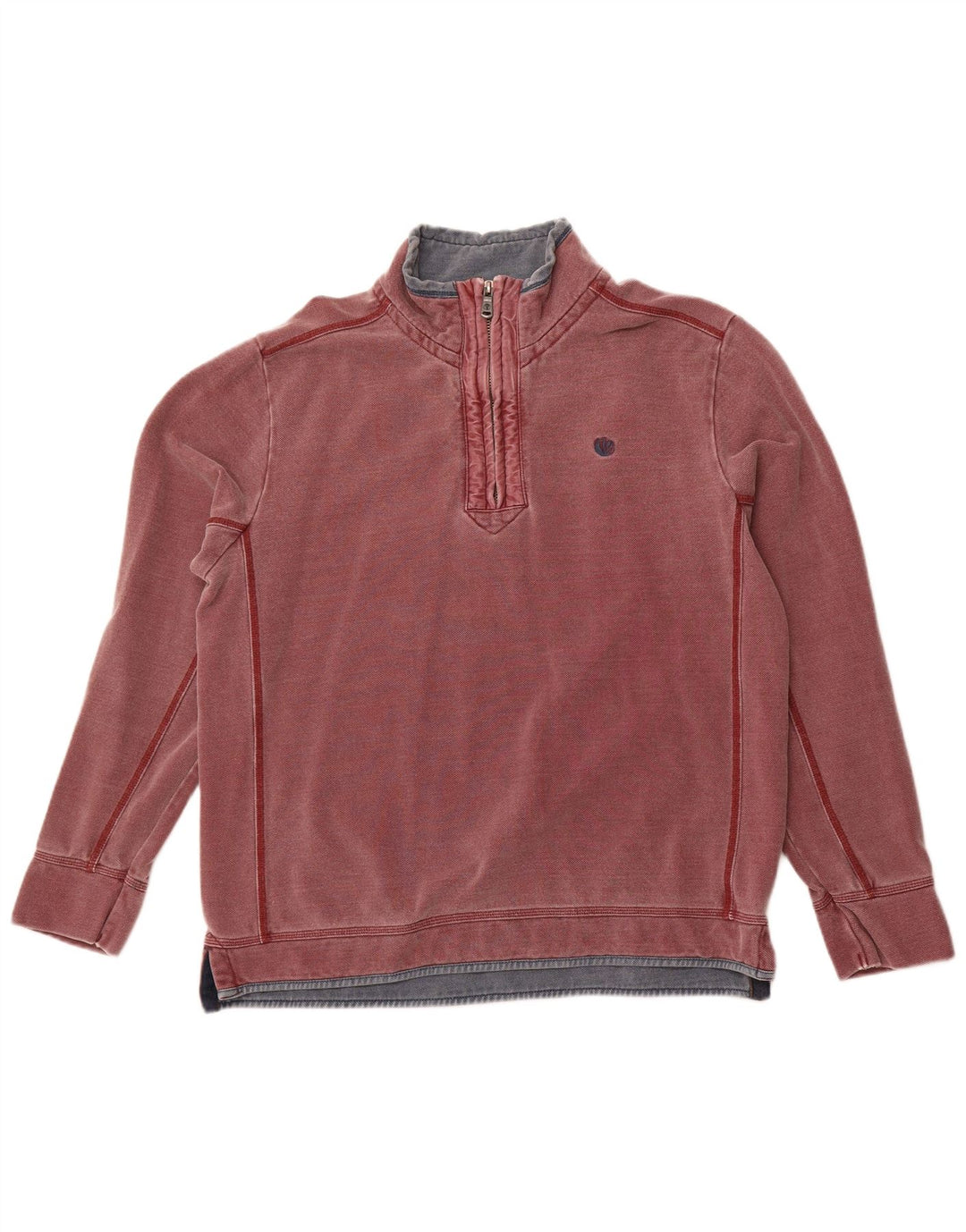 FAT FACE Sweat-shirt à col zippé pour homme en coton bordeaux Taille L