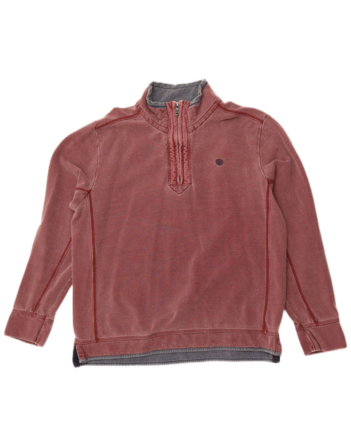 FAT FACE Sweat-shirt à col zippé pour homme en coton bordeaux Taille L