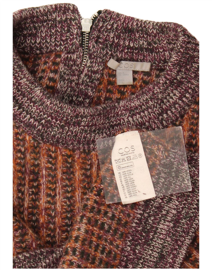 Cos Pull court à col roulé pour femme UK 14 Marron moyen rayé