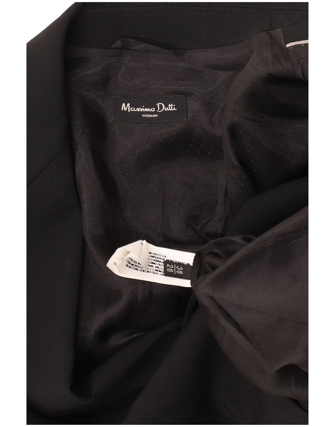 Massimo Dutti Veste Blazer 1 Bouton Femme EU 38 Petite Laine Noire