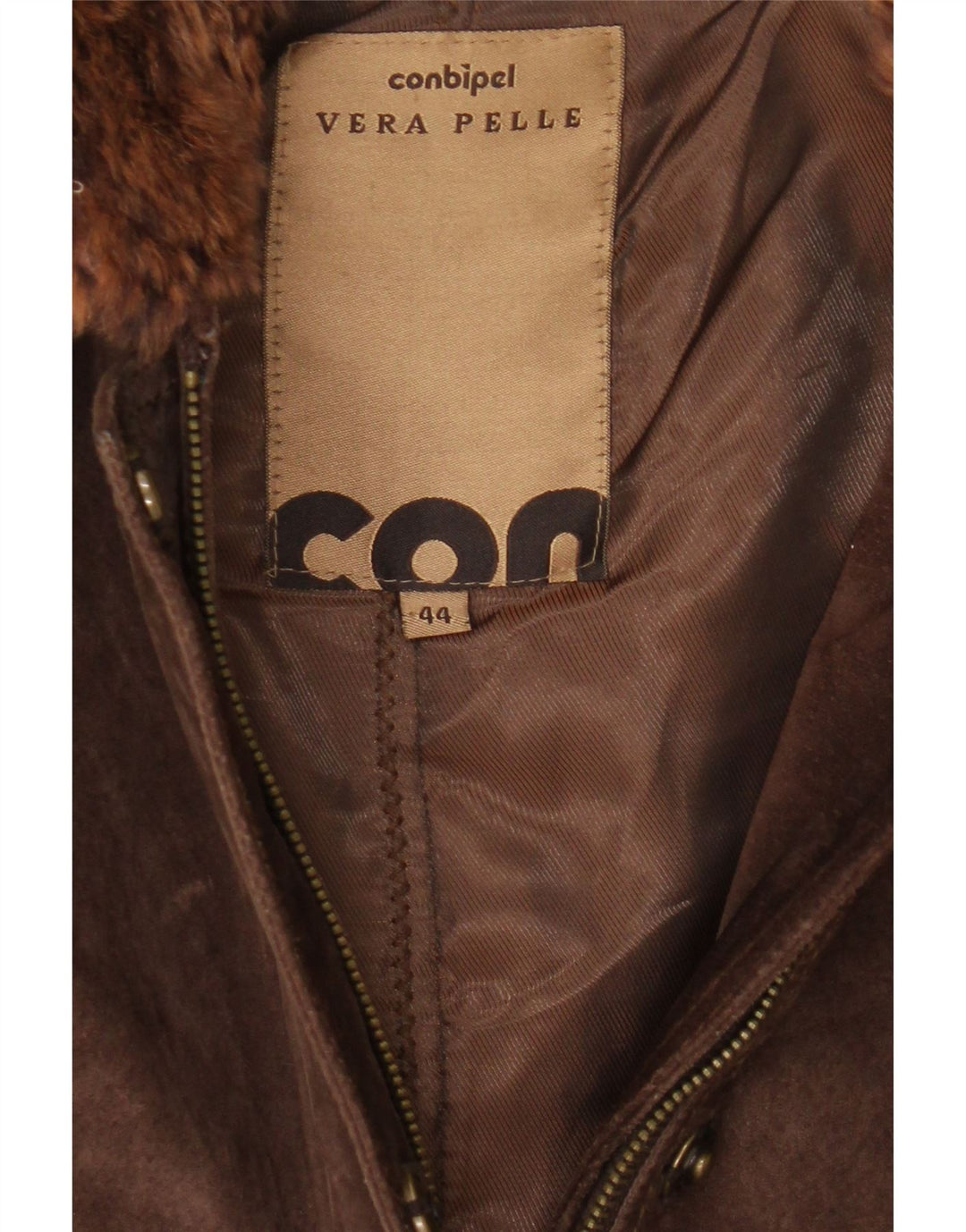 Conbipel Veste coupe-vent à capuche en daim pour femme UK 14 Cuir marron moyen