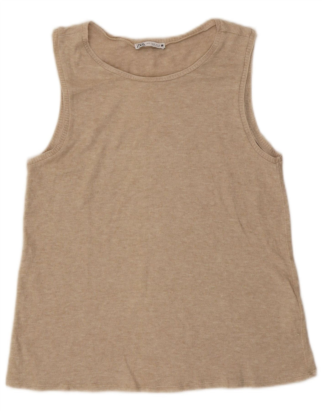 Zara Femme Débardeur UK 12 Medium Beige Moucheté Viscose