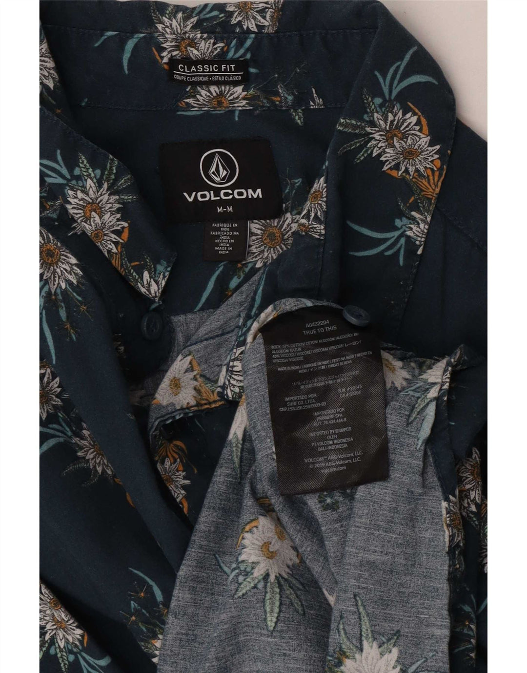 Volcom Chemise classique à manches courtes pour homme en coton floral bleu moyen