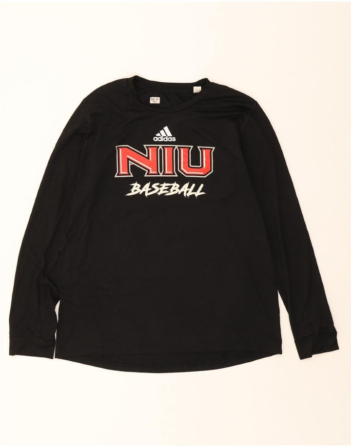 ADIDAS Mens NIU Baseball Graphic Top Long Sleeve Large Black Vintage Adidas and Second-Hand Adidas from Messina Hembry 