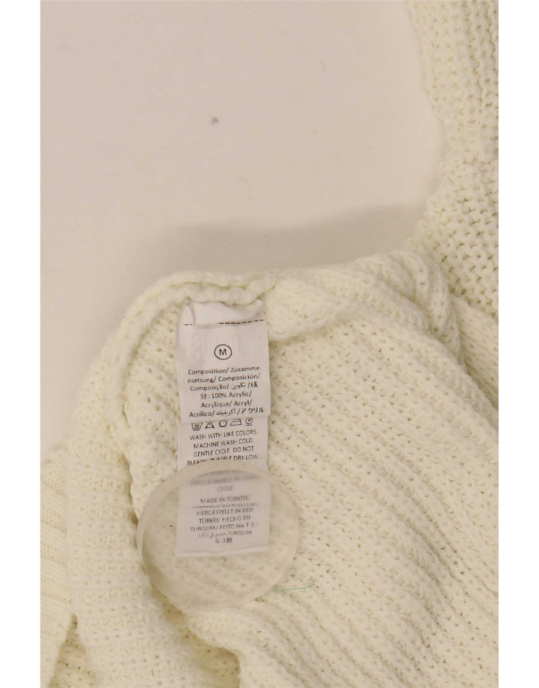 vintage Femmes Oversize Boat Neck Jumper Pull UK 14 Moyen Blanc