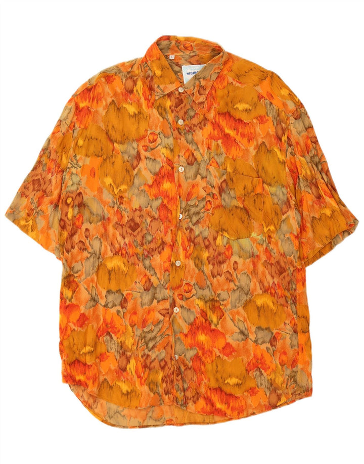 Wampum Chemise à manches courtes pour homme Grand motif floral orange