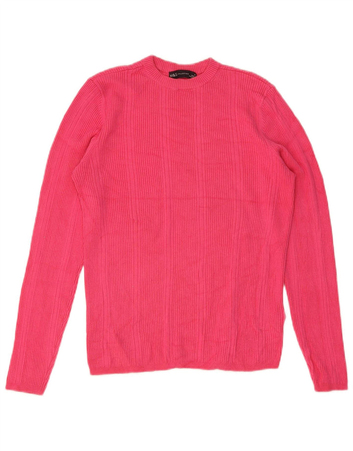 Marks & Spencer Pull à col rond pour femme UK 12 Viscose rose moyen