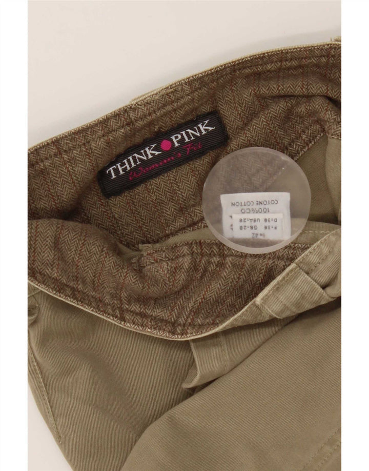 Think Pink Jupe trapèze W28 en coton beige moyen pour femme