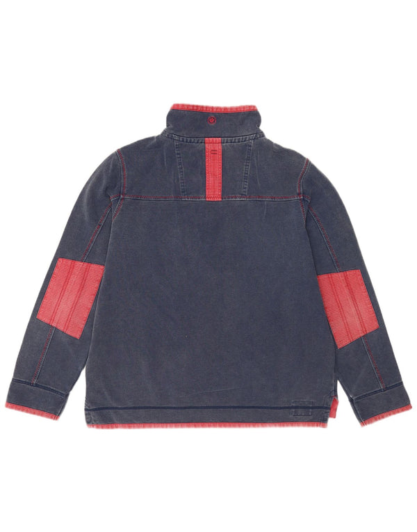 Fat Face Sweat-shirt à col zippé pour homme en coton color block Bleu marine Taille L