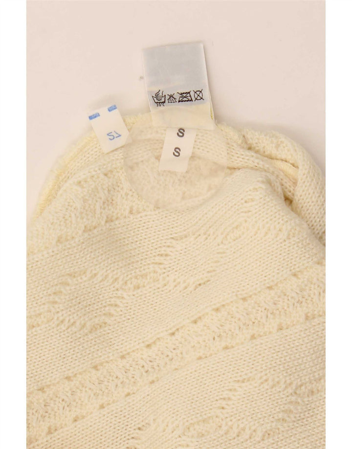 vintage Mens Crew Neck Jumper Pull Petit Beige