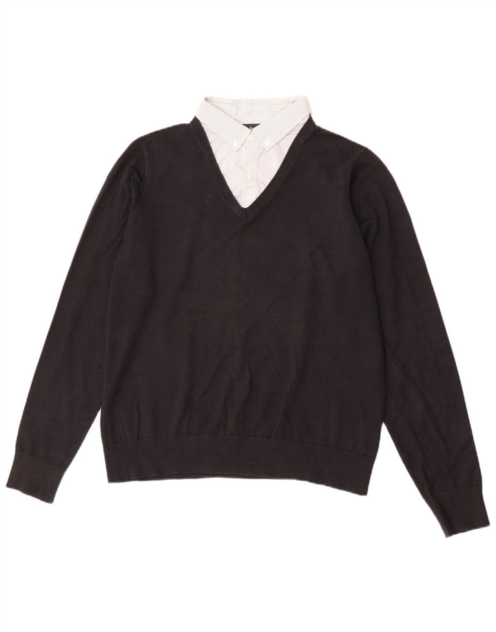 Marks & Spencer Pull à col en V Autograph pour homme en coton noir moyen