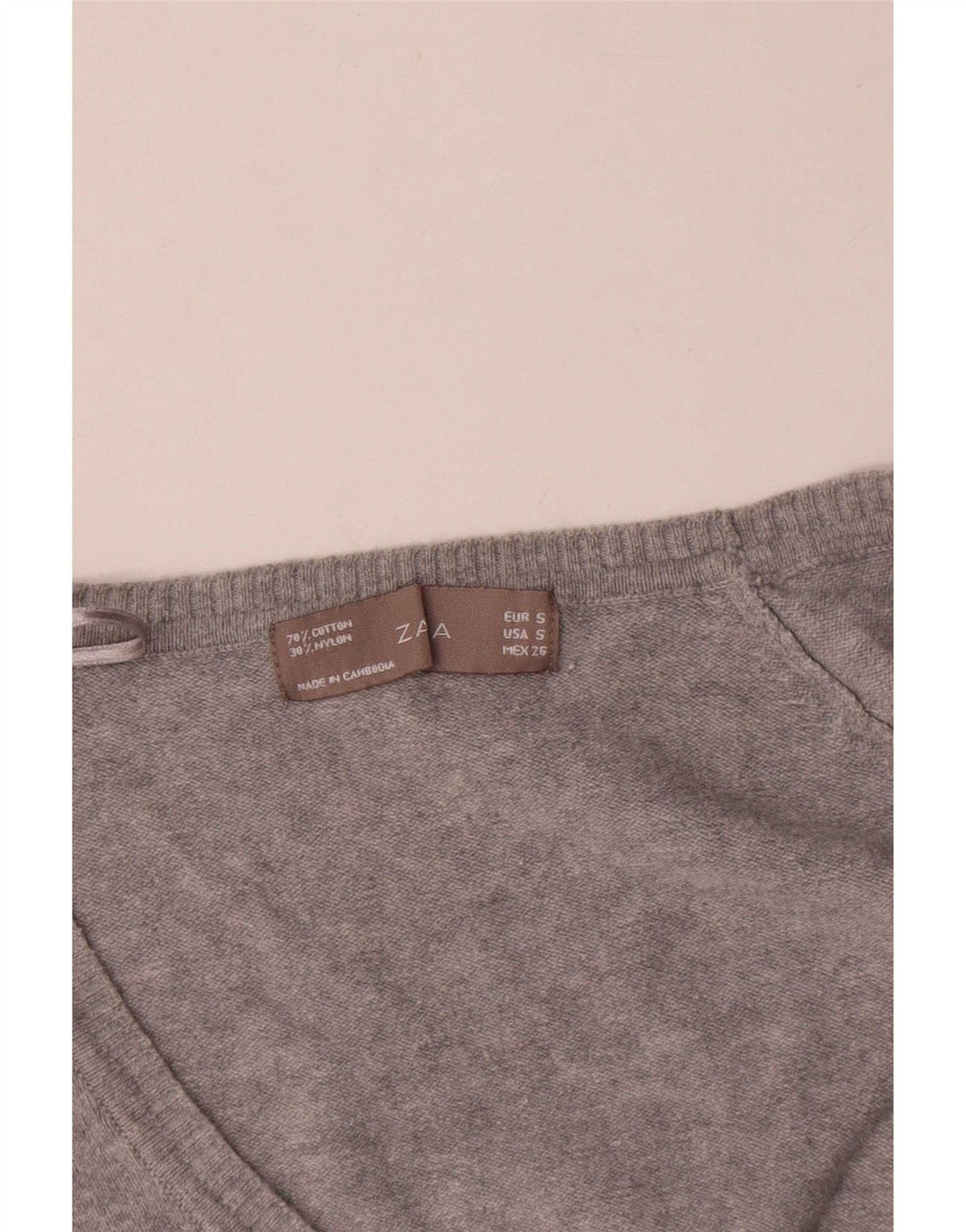 Zara Femme Cardigan Pull UK 10 Petit Gris Coton