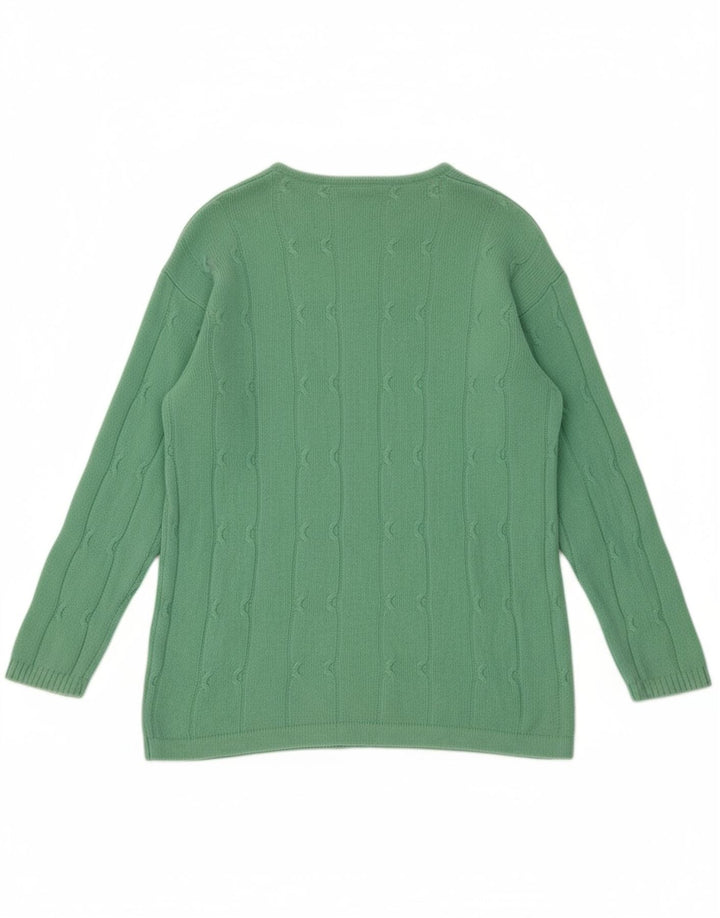 BENETTON Womens Button Neck Jumper Sweater UK 10 Small Green Wool