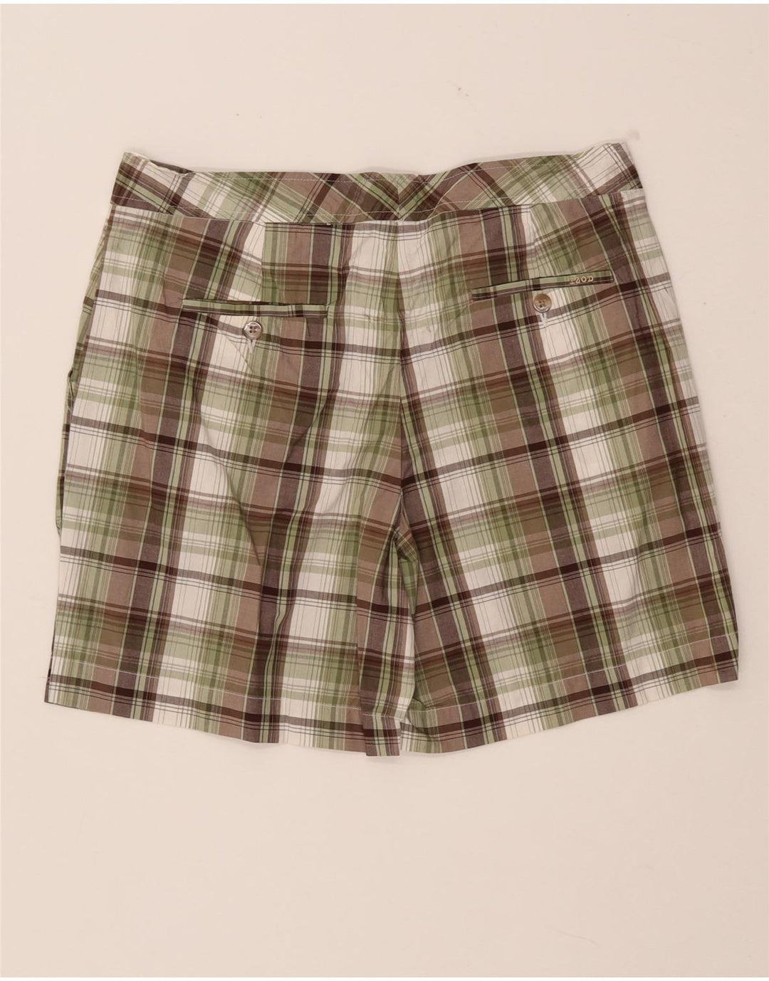 IZOD Short Chino Femme US 8 Medium W32 Kaki à Carreaux Coton
