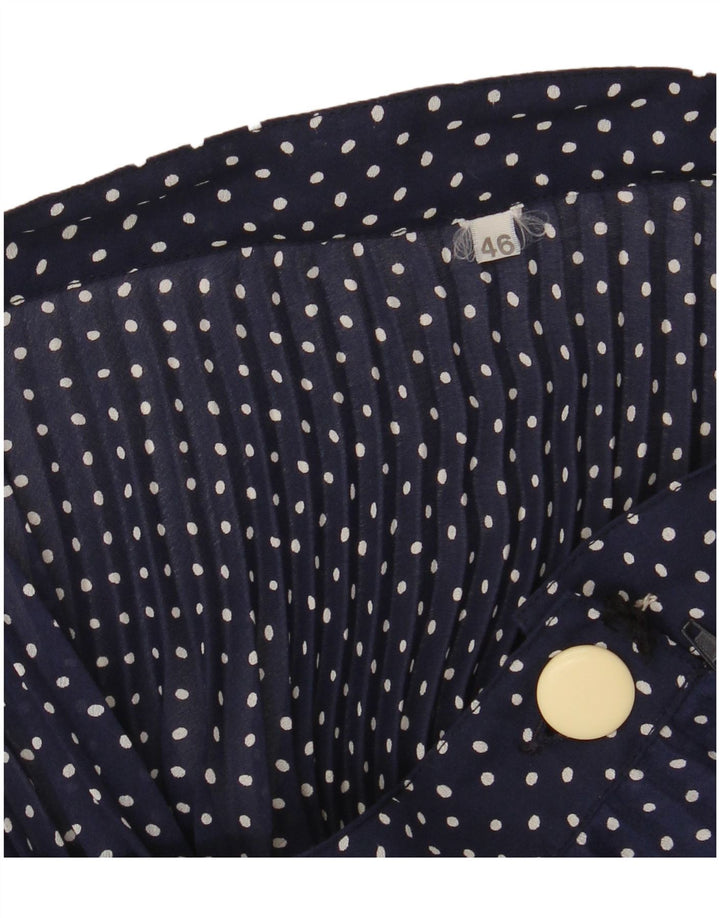 VINTAGE Jupe évasée Femme IT 46 Large W30 Bleu Marine à Pois