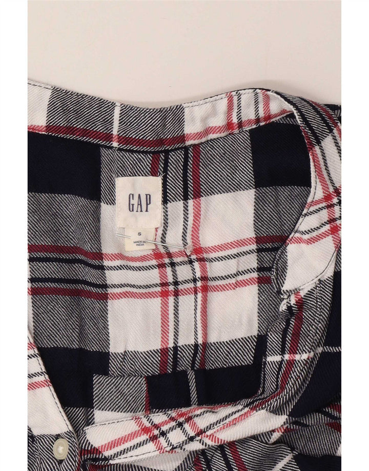Gap Chemise pull à manches courtes pour femme UK 10 Petit noir en viscose à carreaux