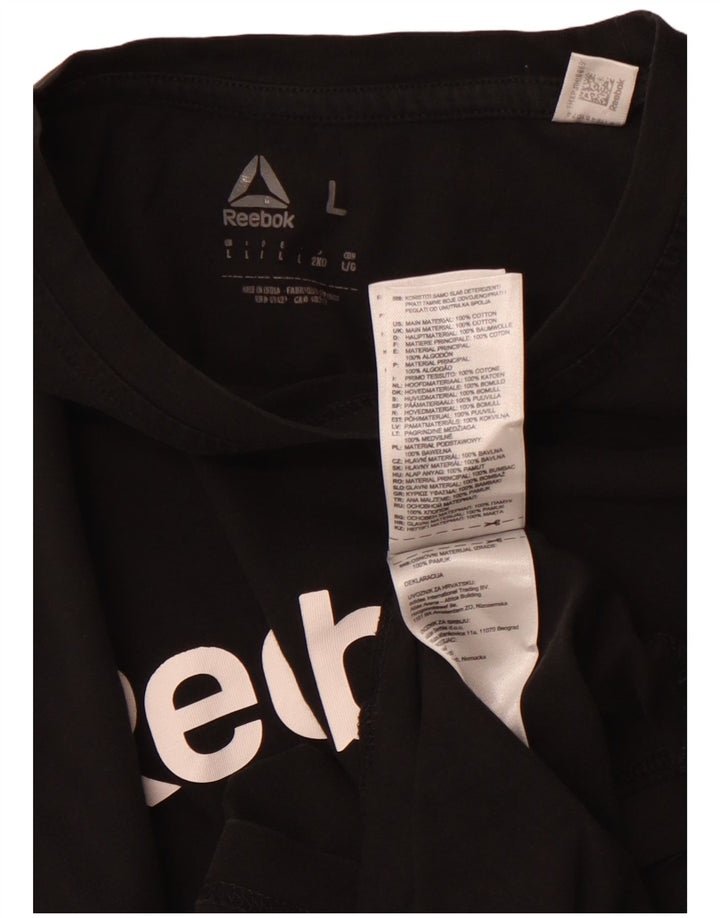 REEBOK T-shirt graphique pour femme UK 14 Large Noir Coton