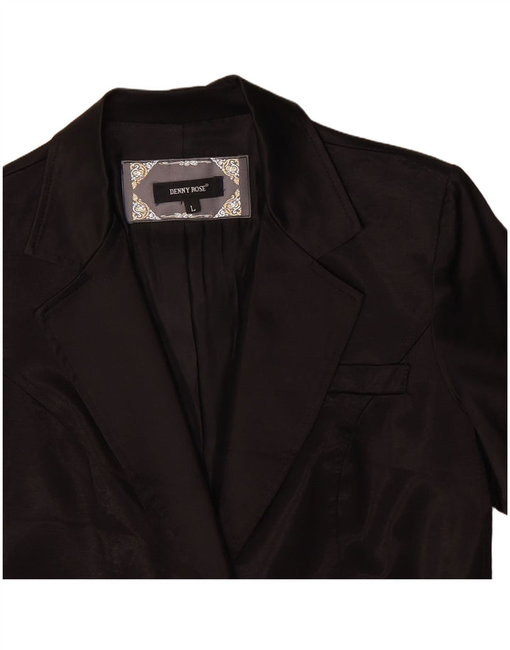 DENNY ROSE Womens 1 Button Blazer Jacket UK 14 Large Black Viscose