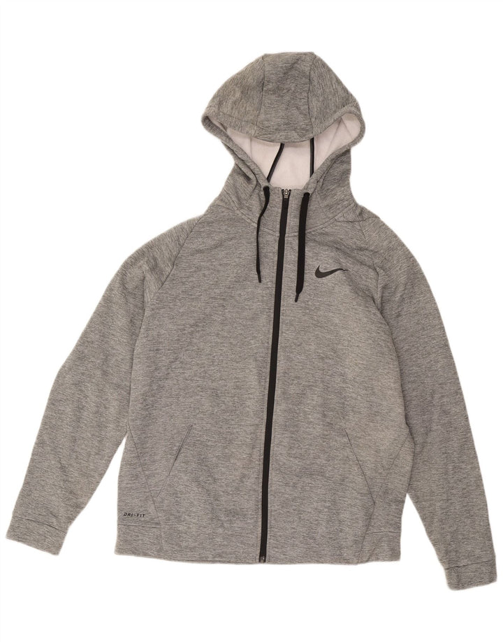 Nike Hommes Dri Fit Zip Sweat à capuche Grand Gris Polyester