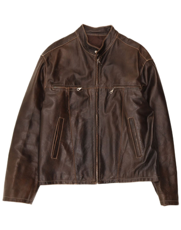 Conbipel Mens Leather Jacket IT 50 Large Brown