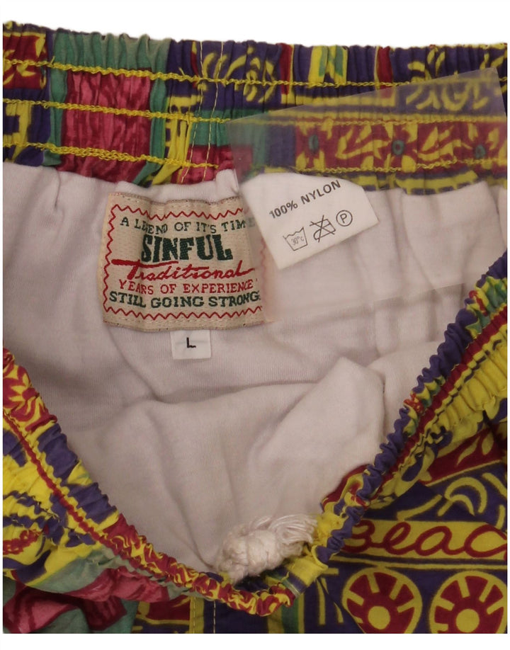 Sinful Short de sport graphique pour homme, grand patchwork multicolore hawaïen