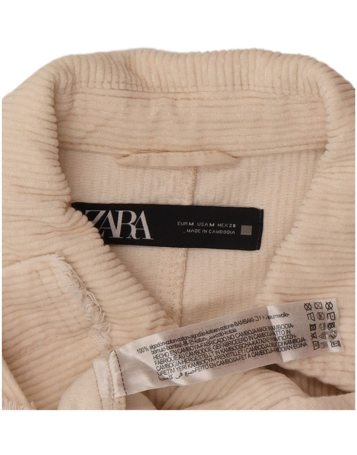 Zara Manteau en velours côtelé pour femme UK 12 Medium Off White Cotton