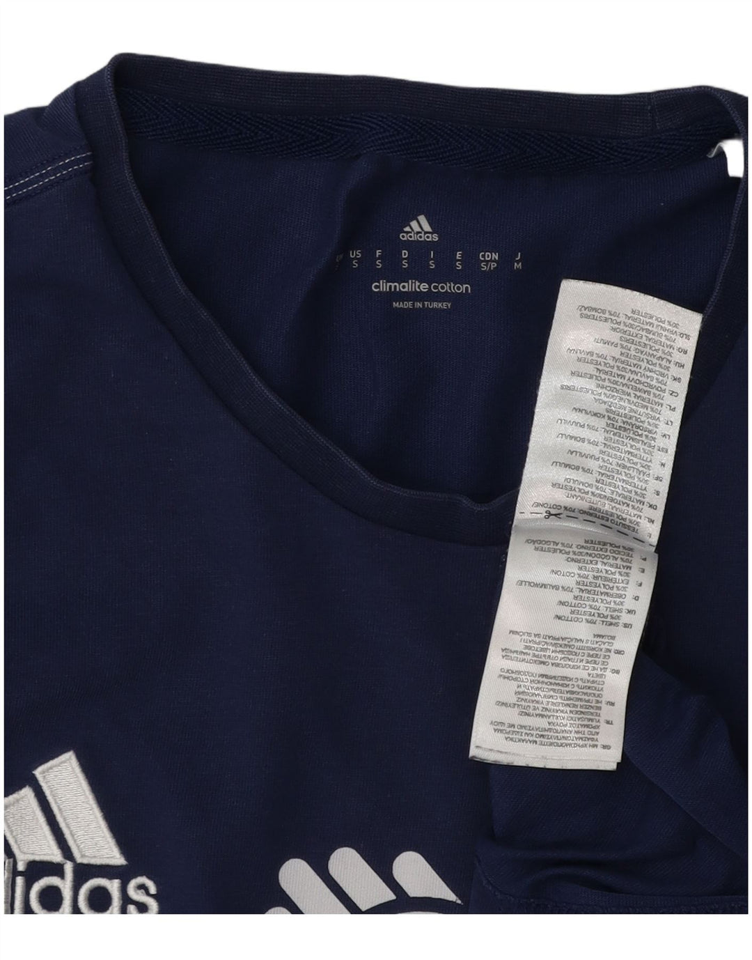 Adidas Hommes Climalite Graphic T-Shirt Top Petit Bleu Marine Coton
