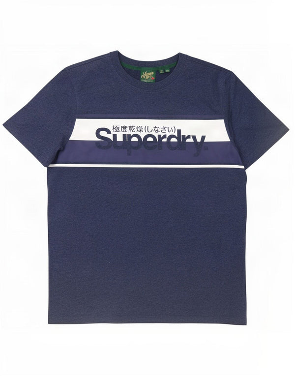 Superdry T-shirt graphique pour homme 2XL en coton color block bleu