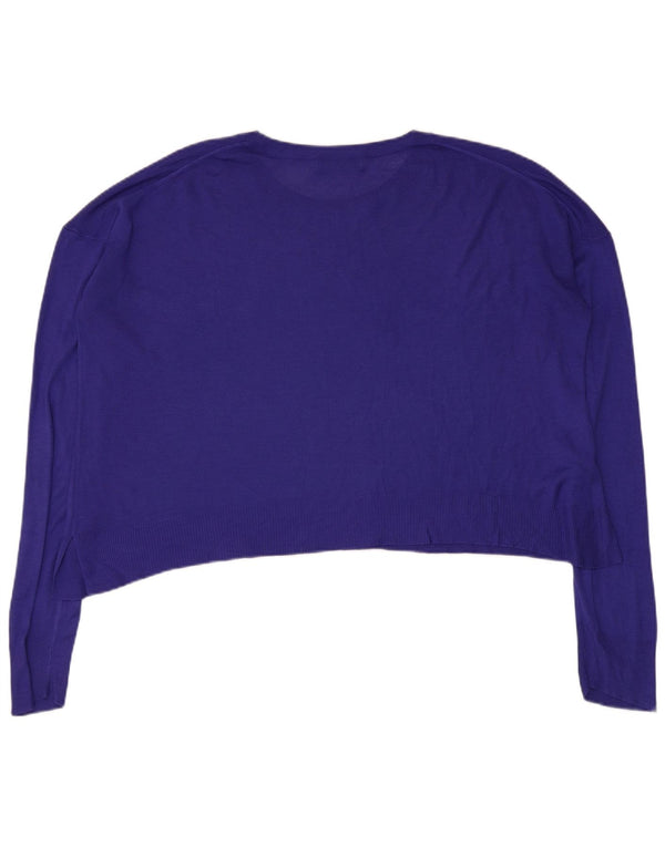Zara Pull court surdimensionné à col rond pour femme UK 14 Violet moyen