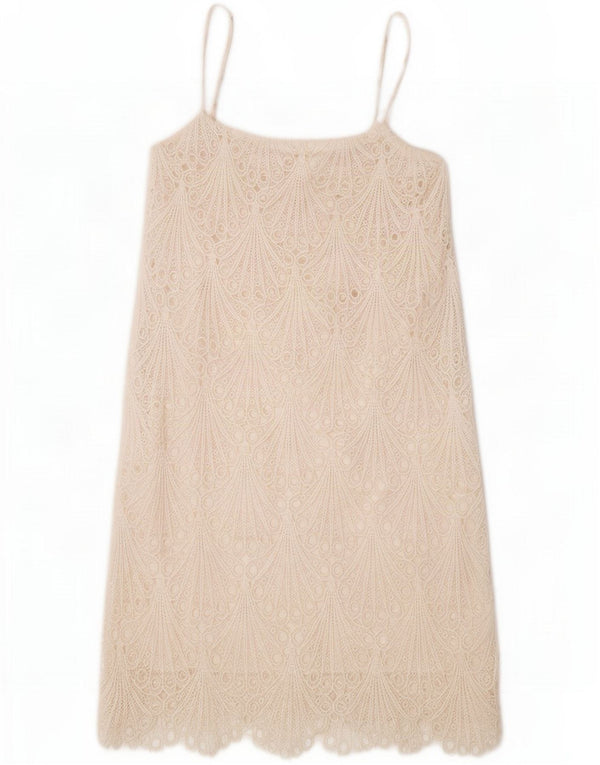 Zara Robe d'été pour femme UK 8 Small Blanc Floral Polyester