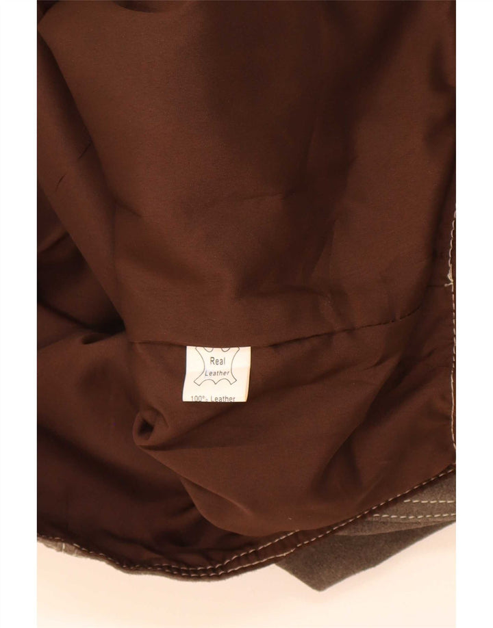 Gilet en daim vintage pour homme en cuir marron moyen