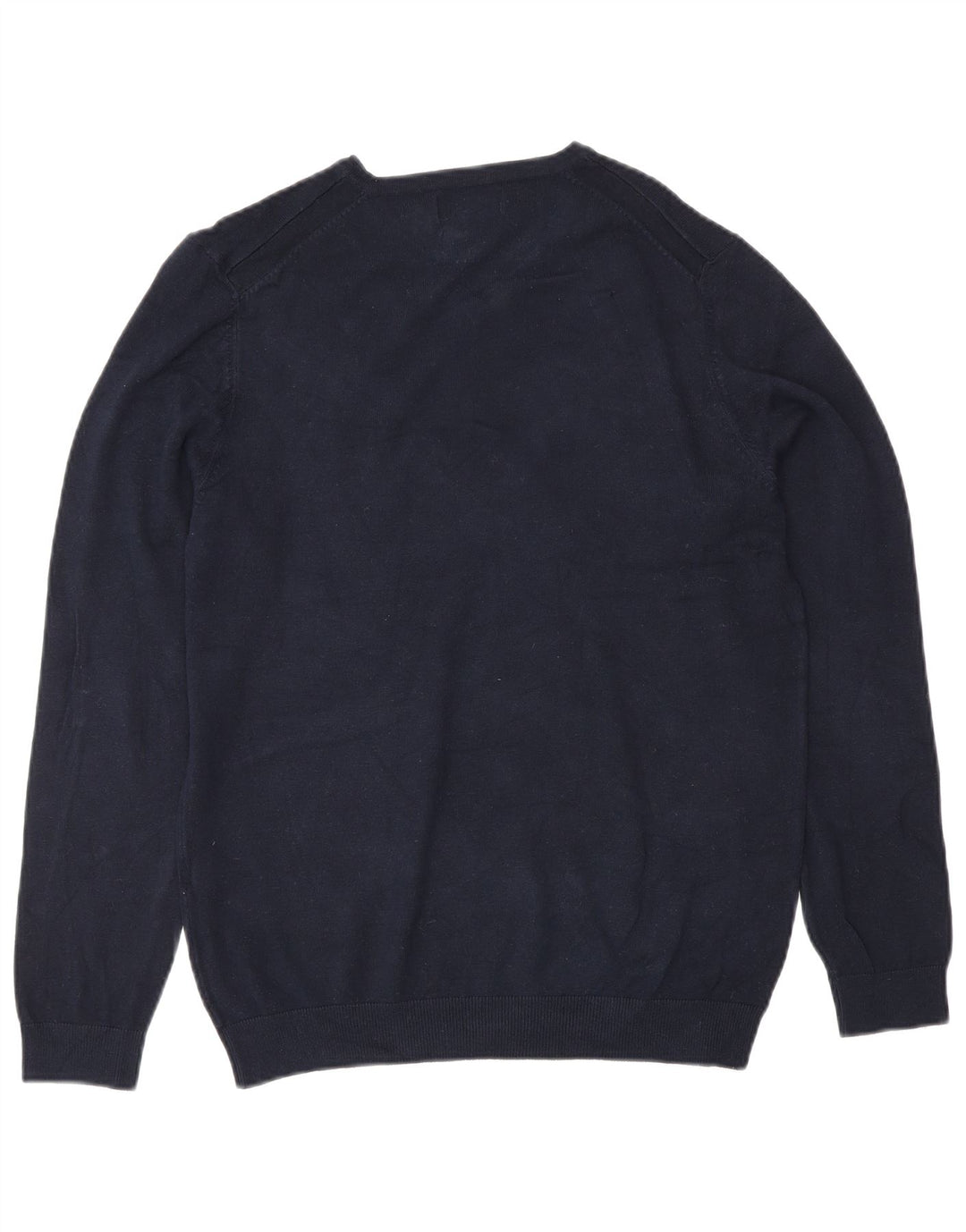 Zara Pull à col en V pour homme Petit bleu marine en viscose classique