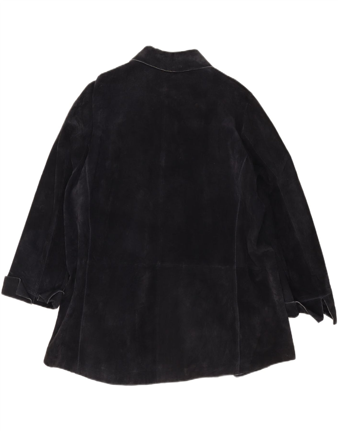 ELENA MIRO Womens Suede Overcoat UK 26 5XL Navy Blue Leather Vintage ELENA MIRO and Second-Hand ELENA MIRO from Messina Hembry 