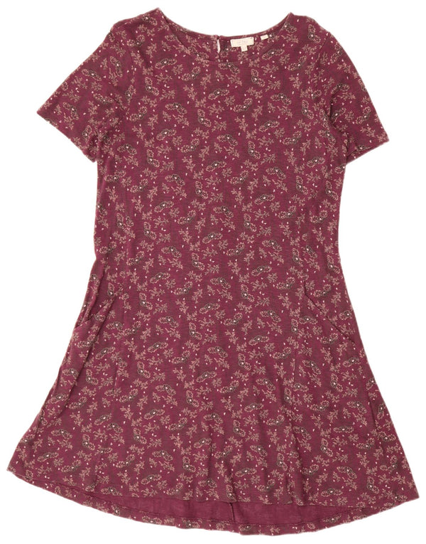 Fat Face Robe trapèze surdimensionnée pour femme UK 10 Petit coton floral bordeaux