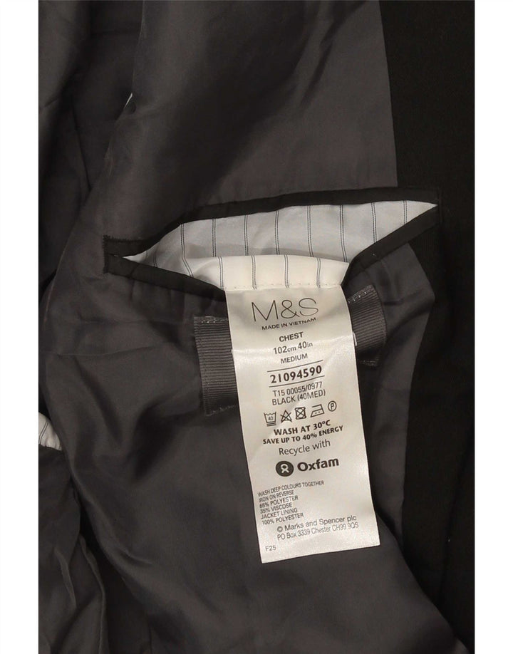 Marks & Spencer Veste blazer à 2 boutons pour homme UK 40 Noir moyen Polyester