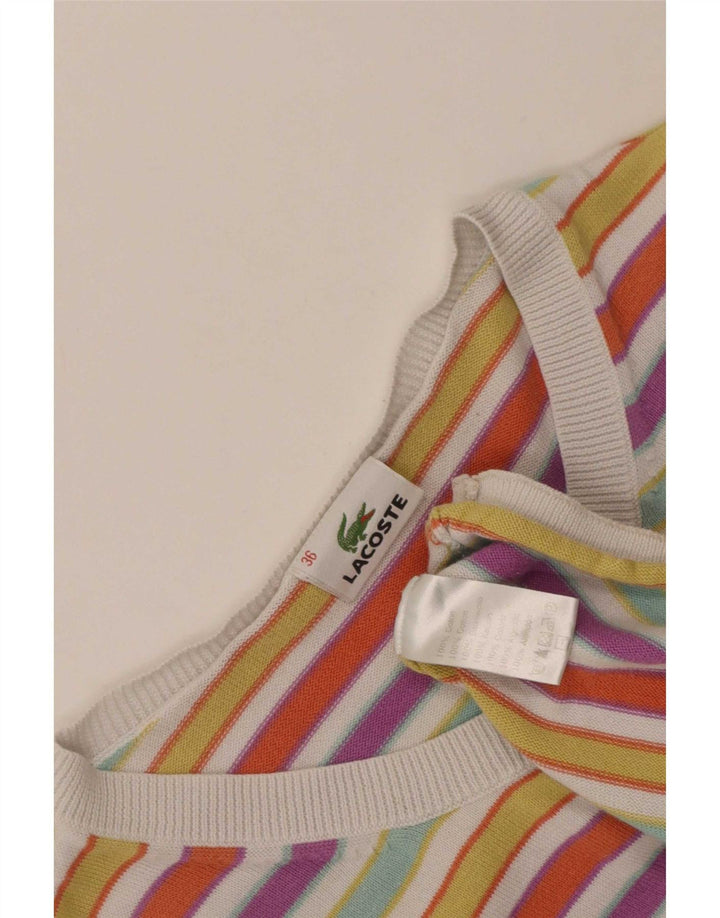 Lacoste Womens Crop Cardigan Sweater Taille 36 Petit Rayé Multicolore