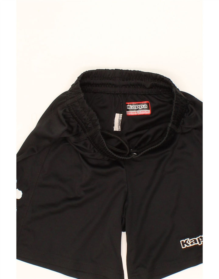 KAPPA Boys Graphic Sport Shorts 9-10 Years Black Vintage Kappa and Second-Hand Kappa from Messina Hembry 