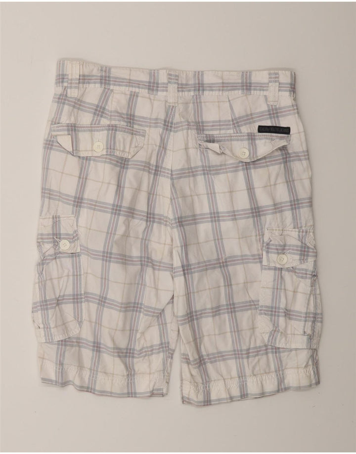 CALVIN KLEIN Short Cargo Homme W32 Coton à Carreaux Blanc Moyen