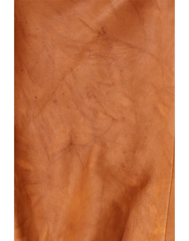 Pantalon droit en cuir femme vintage W28 L27 Marron