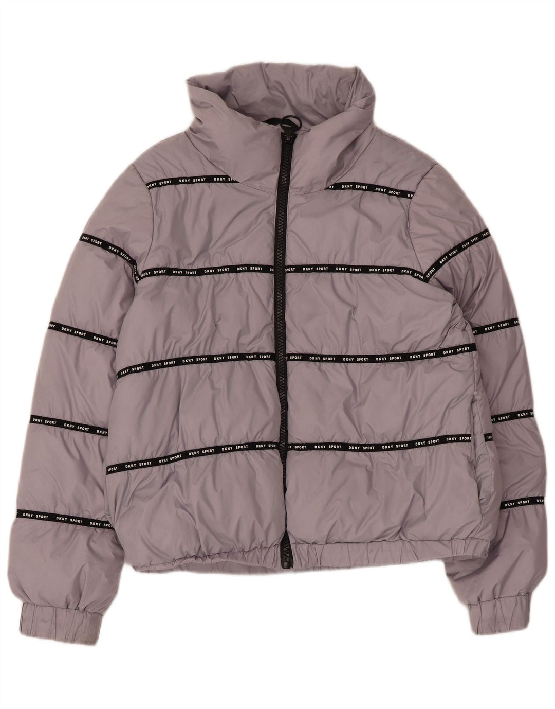 Dkny Veste matelassée à capuche graphique pour femme UK 12 Gris moyen Polyester